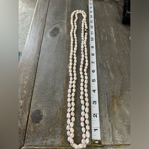 GSJ Sterling Cultured Freshwater Pink & White Pearls 60” Extra Long Length ~61g - Picture 4 of 5